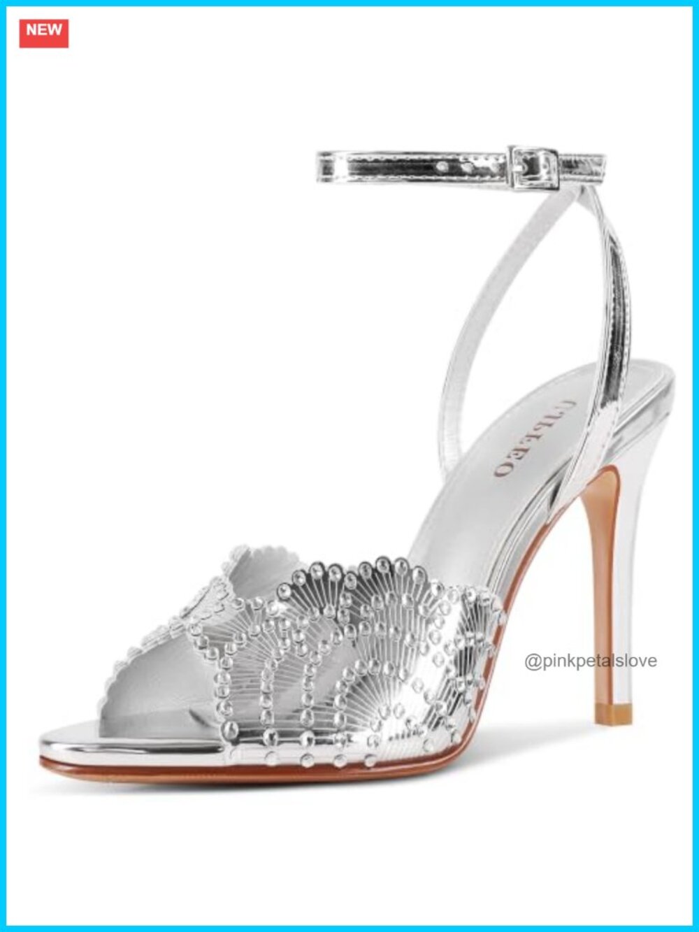 Rhinestone High Heel Sandals Round Open Toe Stiletto Ankle Strap Dressy